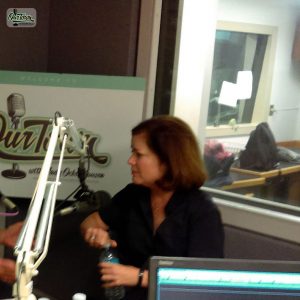 Jackie Bradford in studio during Our Town interview